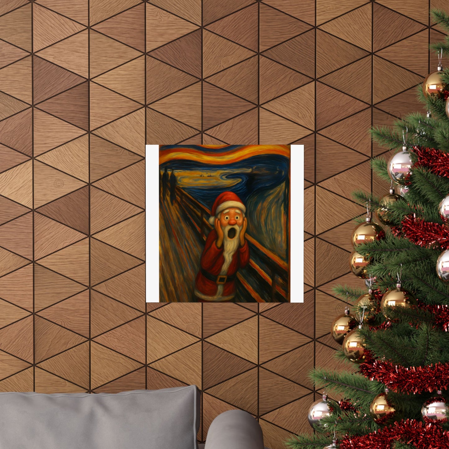 Santa The Scream Matte Vertical Poster | Christmas Holiday Art Print