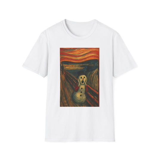 Screaming Figure Snowman T-Shirt | Surreal Expressionist Art Print