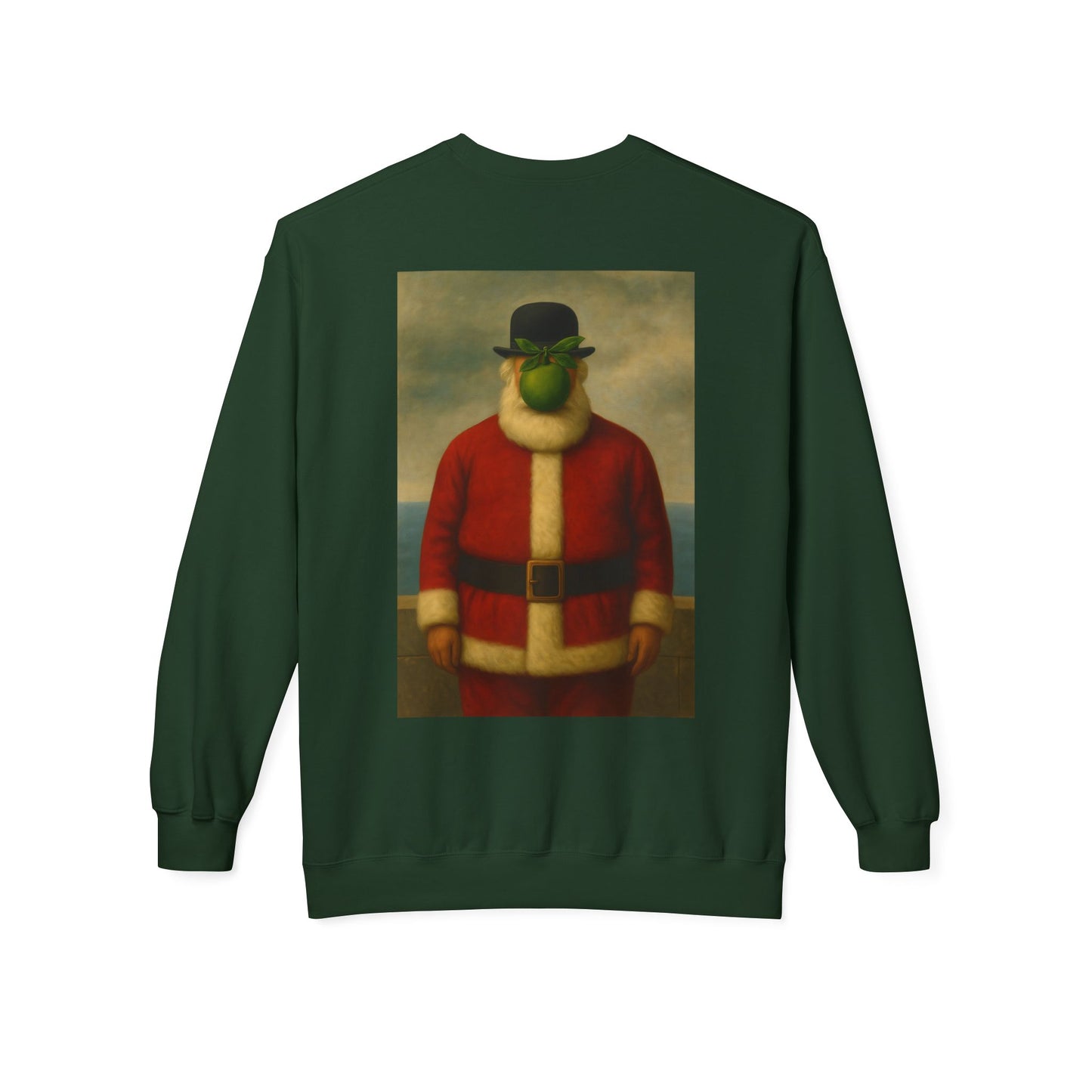 Surreal Pear Man Santa Sweatshirt | Holiday Art Hoodie-Style Crew