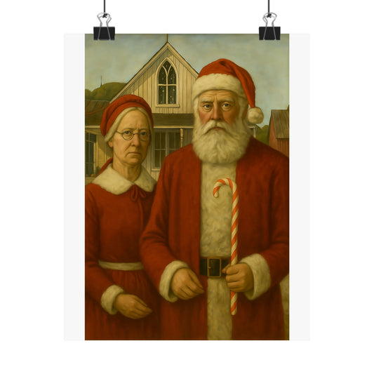 Vintage Santa and Mrs Claus Poster | Matte Vertical Poster, Christmas Decor