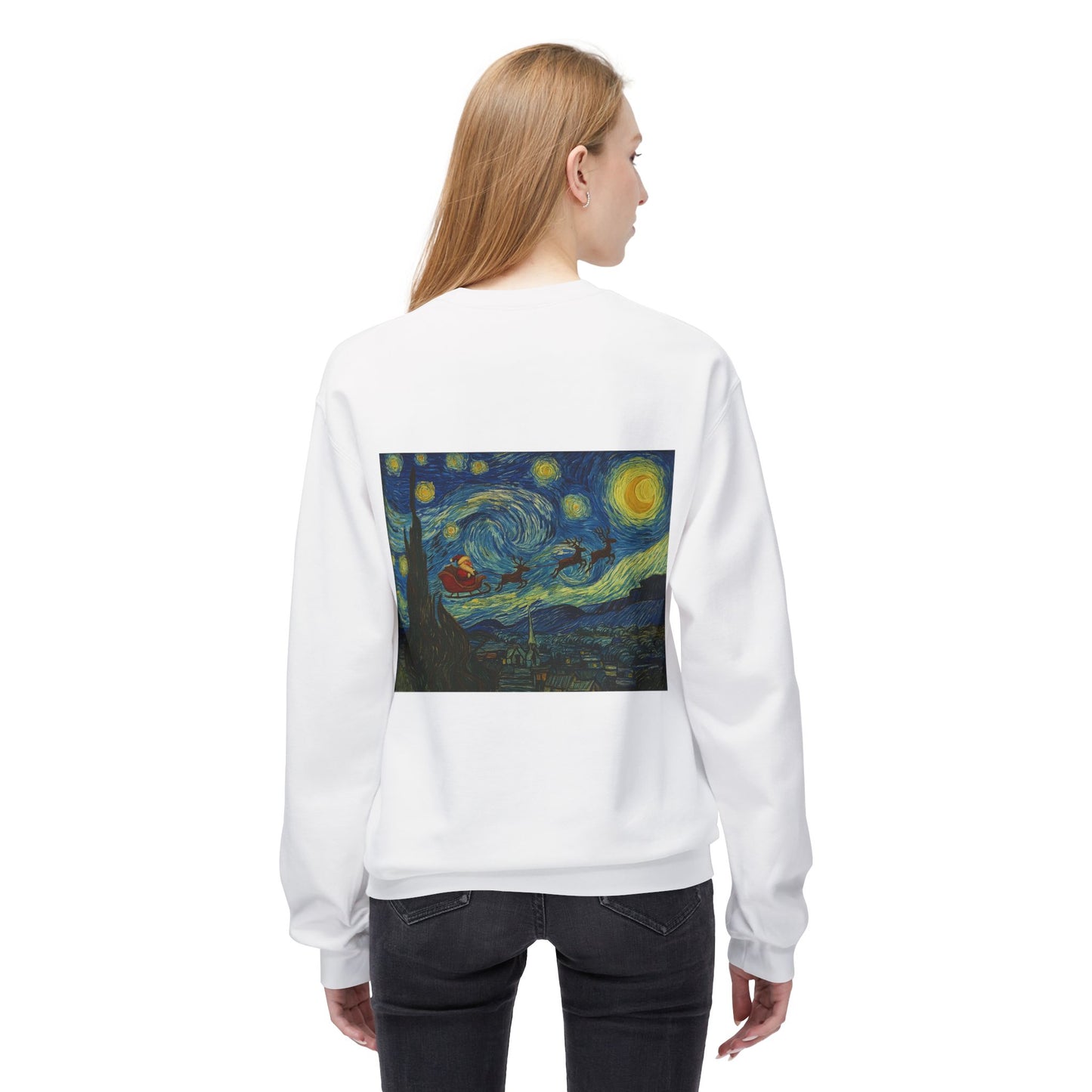 Starry Night Parody Crewneck Sweatshirt | Van Gogh Style Night Sky Print