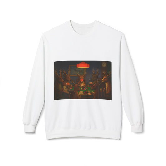 Forest Deer Poker Night Sweatshirt | Retro Cabin Game Night Design