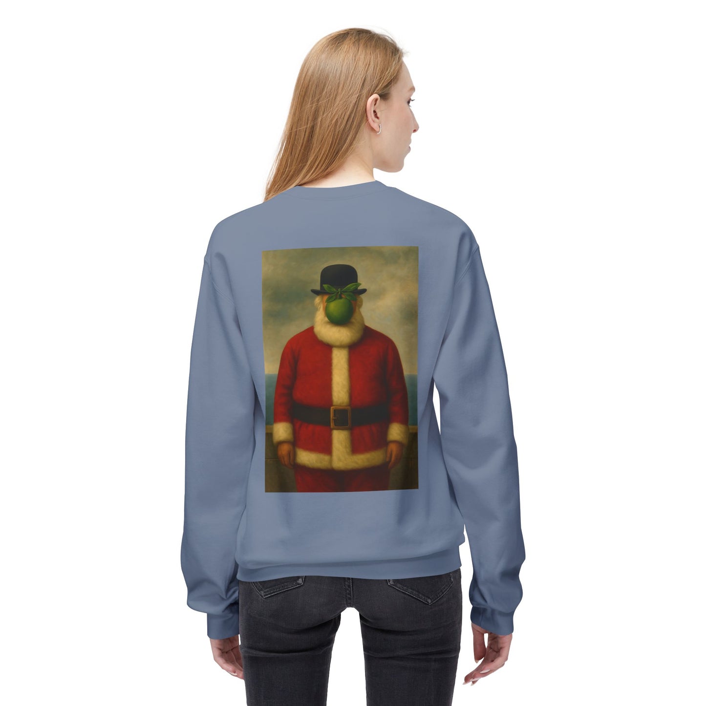 Surreal Pear Man Santa Sweatshirt | Holiday Art Hoodie-Style Crew