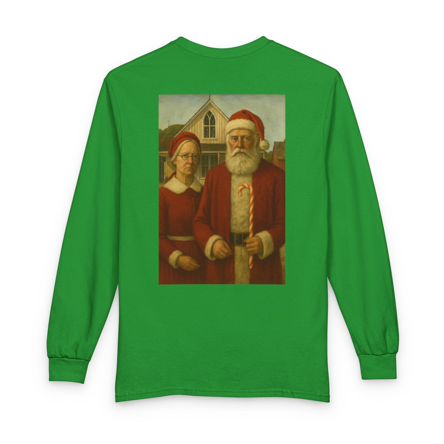 Vintage Santa and Mrs Claus Painting Long Sleeve Tee | Christmas Holiday Shirt