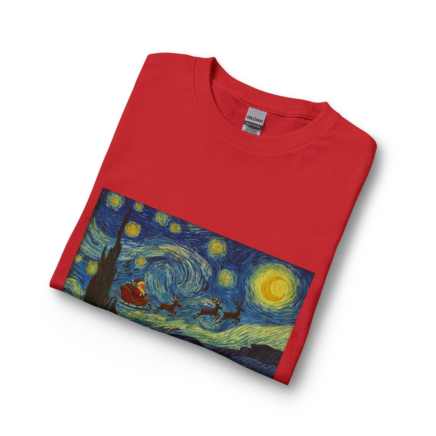 Starry Night Santa Long Sleeve T-Shirt | Van Gogh Style Christmas Artwork