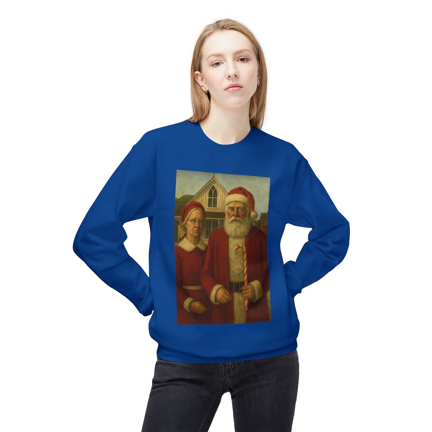 Santa and Mrs. Claus Portrait Sweatshirt | Vintage Holiday Illustration