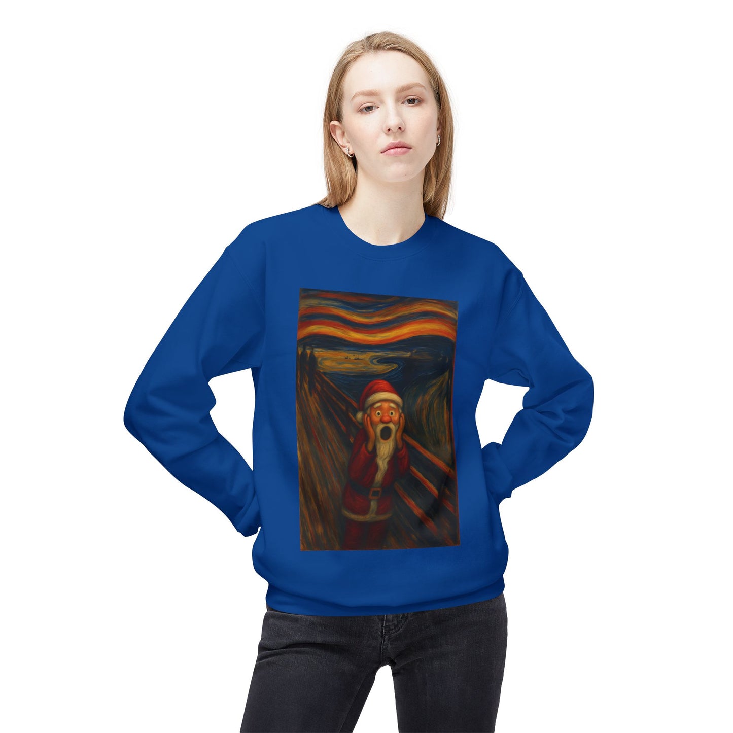 Santa Scream painting Crewneck Sweatshirt | Christmas holiday art