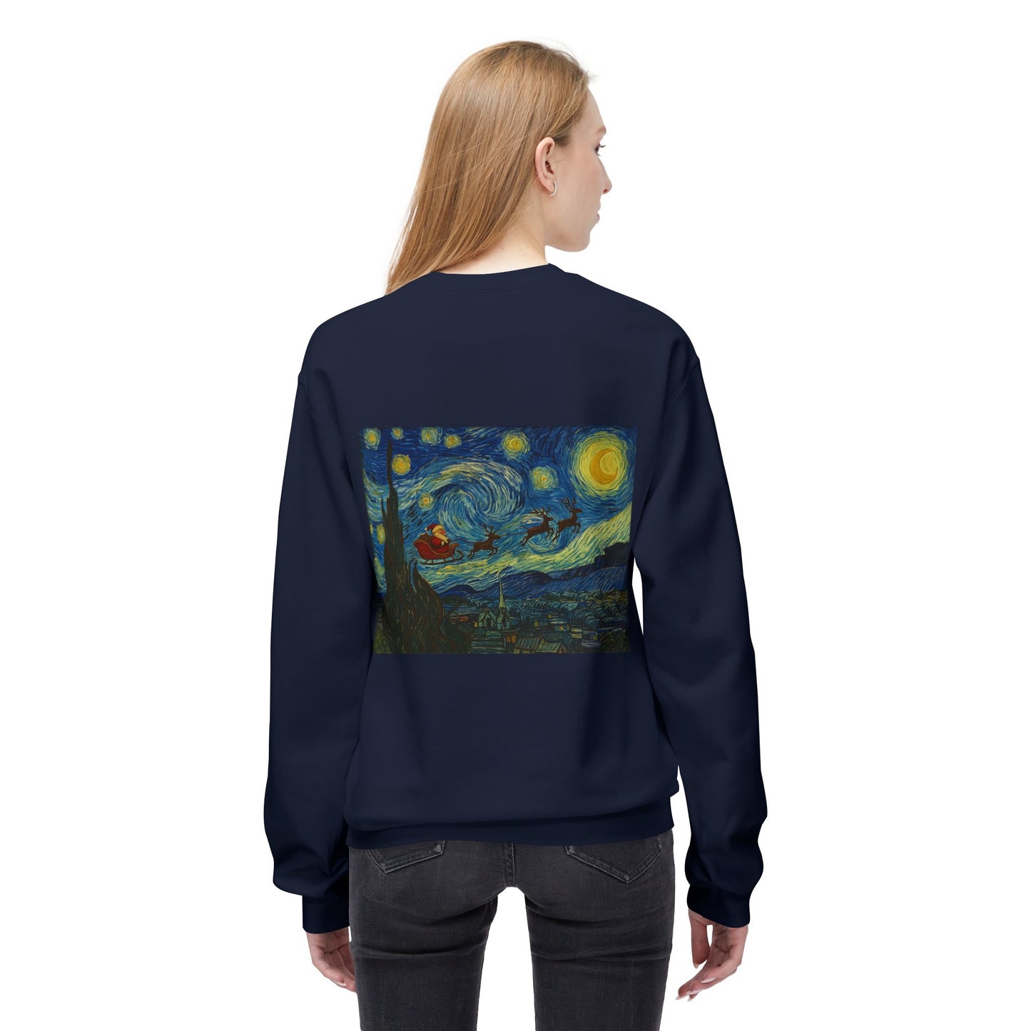 Starry Night Parody Crewneck Sweatshirt | Van Gogh Style Night Sky Print