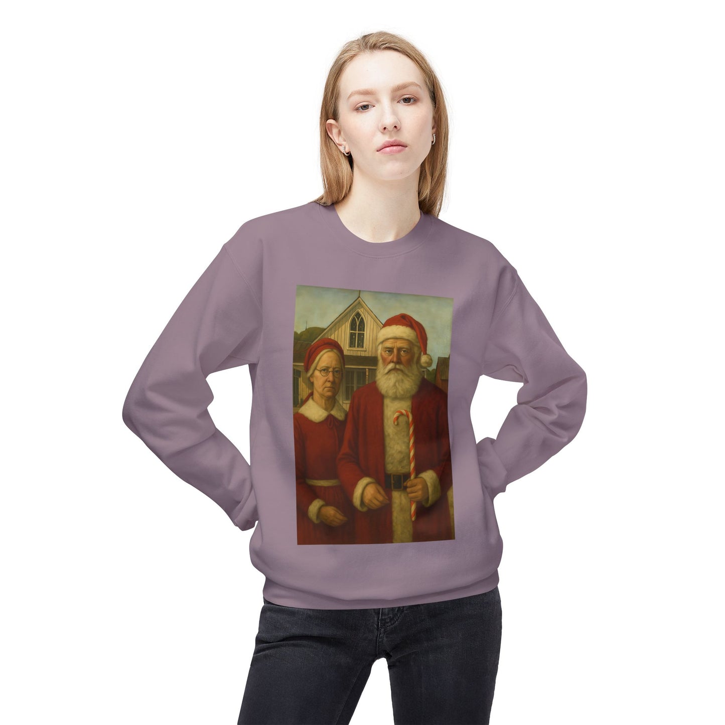 Santa and Mrs. Claus Portrait Sweatshirt | Vintage Holiday Illustration