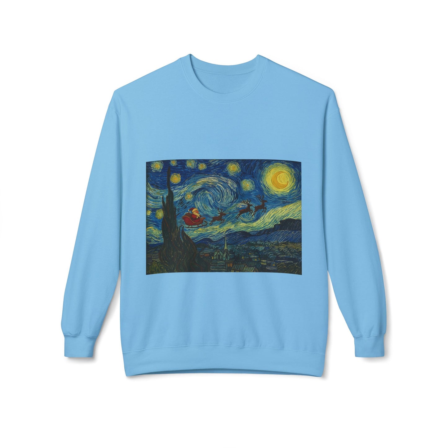 Starry Night Parody Crewneck Sweatshirt | Van Gogh Style Night Sky Print