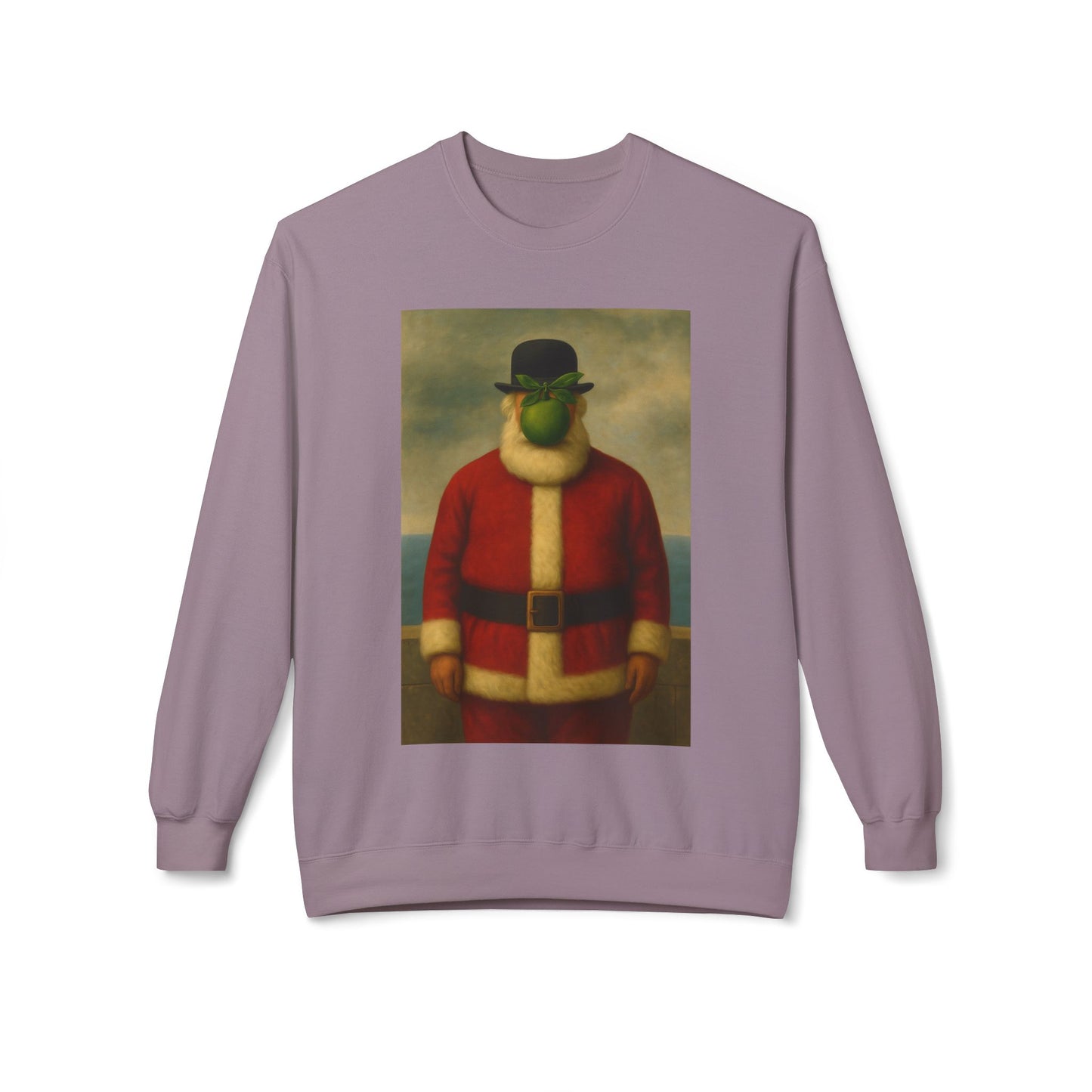 Surreal Pear Man Santa Sweatshirt | Holiday Art Hoodie-Style Crew