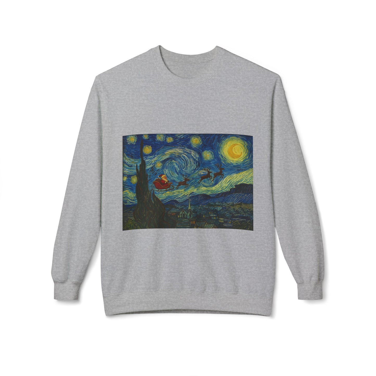 Starry Night Parody Crewneck Sweatshirt | Van Gogh Style Night Sky Print