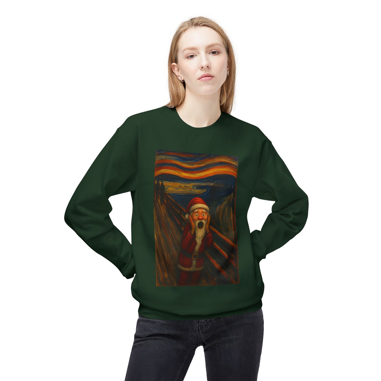 Santa Scream painting Crewneck Sweatshirt | Christmas holiday art