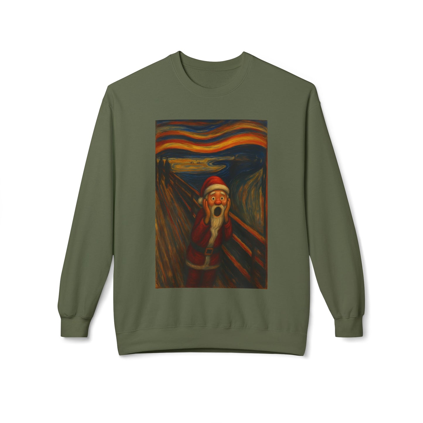 Santa Scream painting Crewneck Sweatshirt | Christmas holiday art