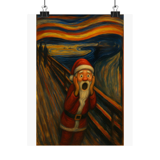 Santa The Scream Matte Vertical Poster | Christmas Holiday Art Print