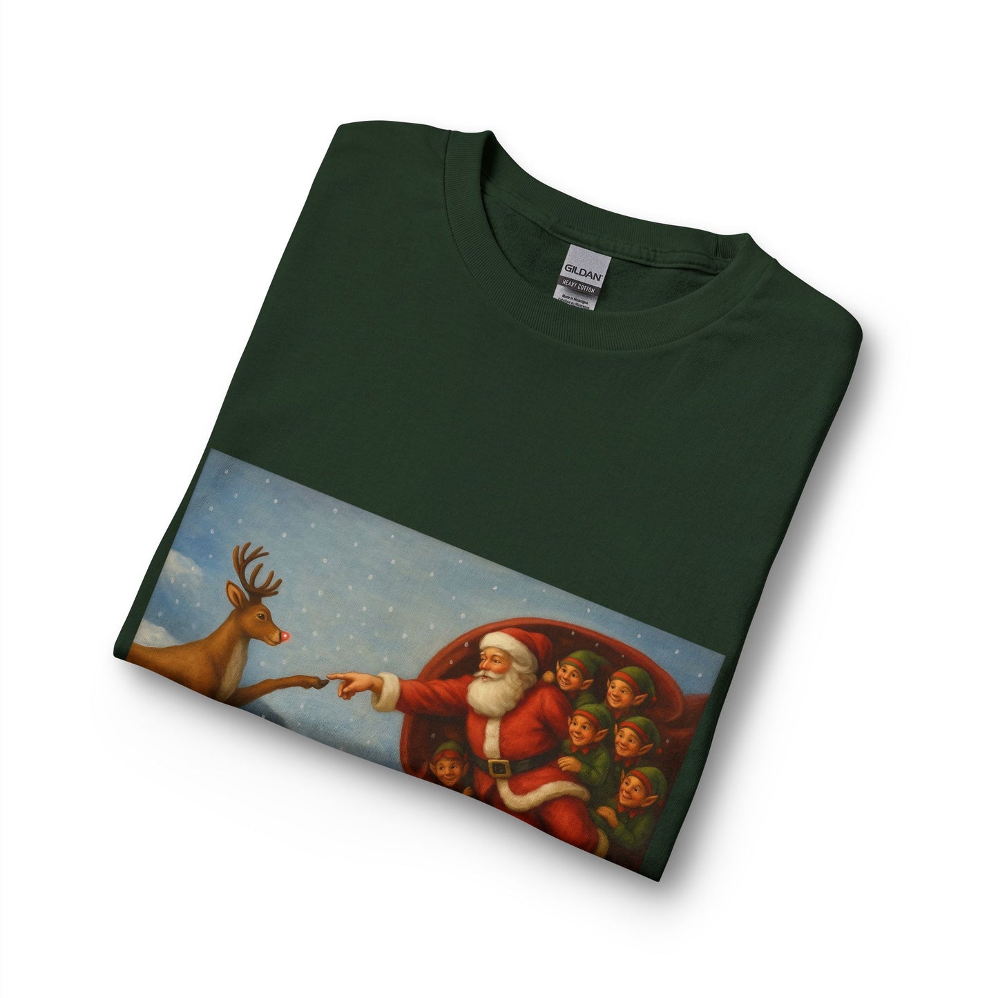 Santa Reaching for Reindeer Long Sleeve Shirt | Christmas Holiday Illustration