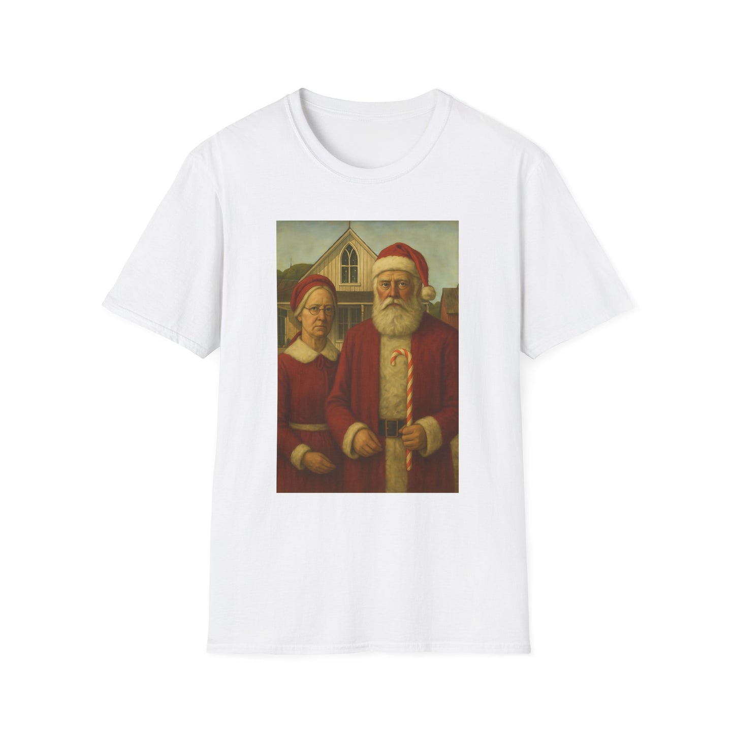 Vintage Santa Couple T-Shirt | Americana Gothic Christmas Portrait