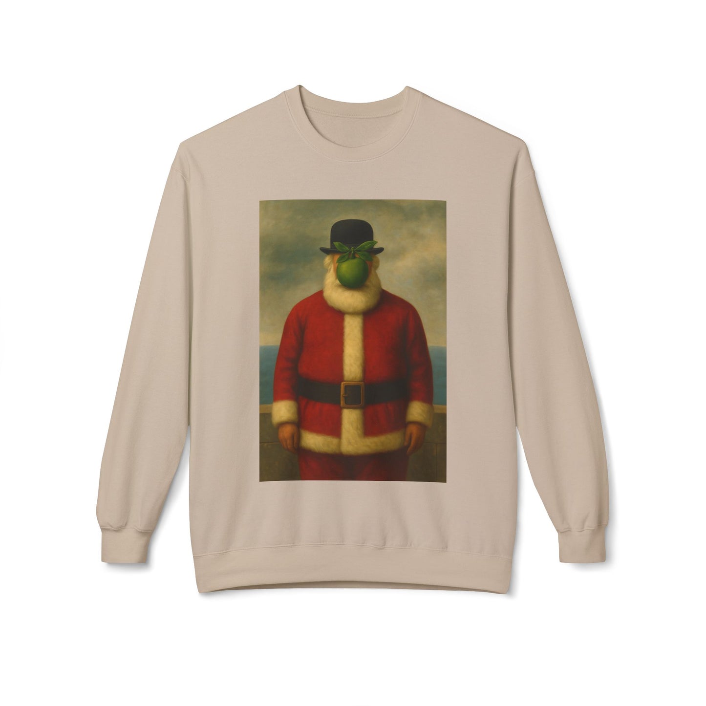 Surreal Pear Man Santa Sweatshirt | Holiday Art Hoodie-Style Crew