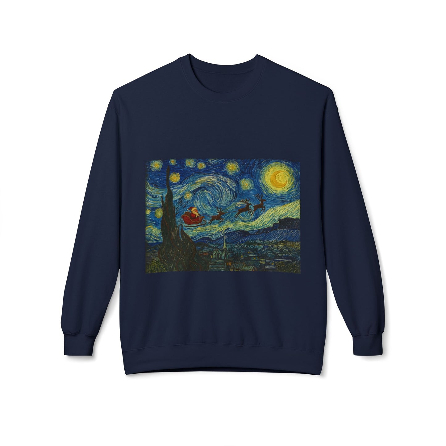 Starry Night Parody Crewneck Sweatshirt | Van Gogh Style Night Sky Print