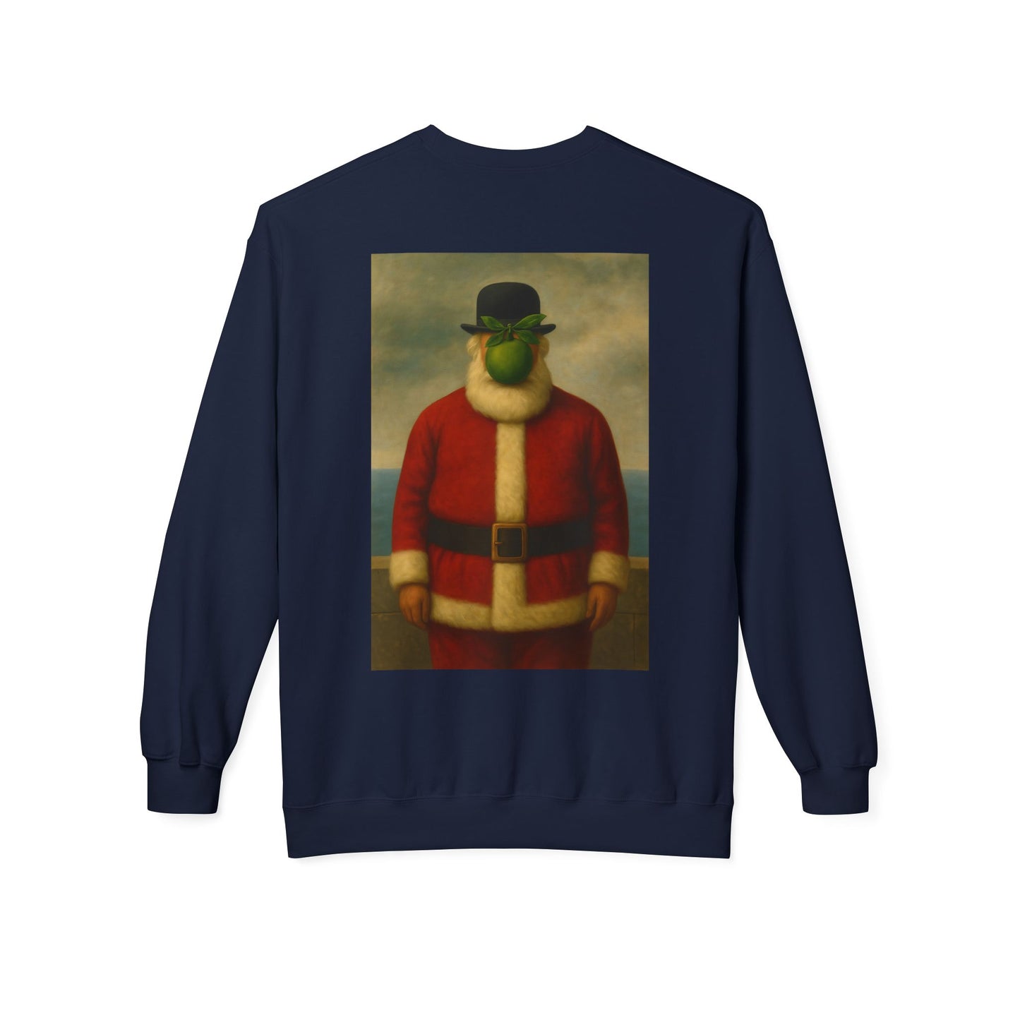 Surreal Pear Man Santa Sweatshirt | Holiday Art Hoodie-Style Crew