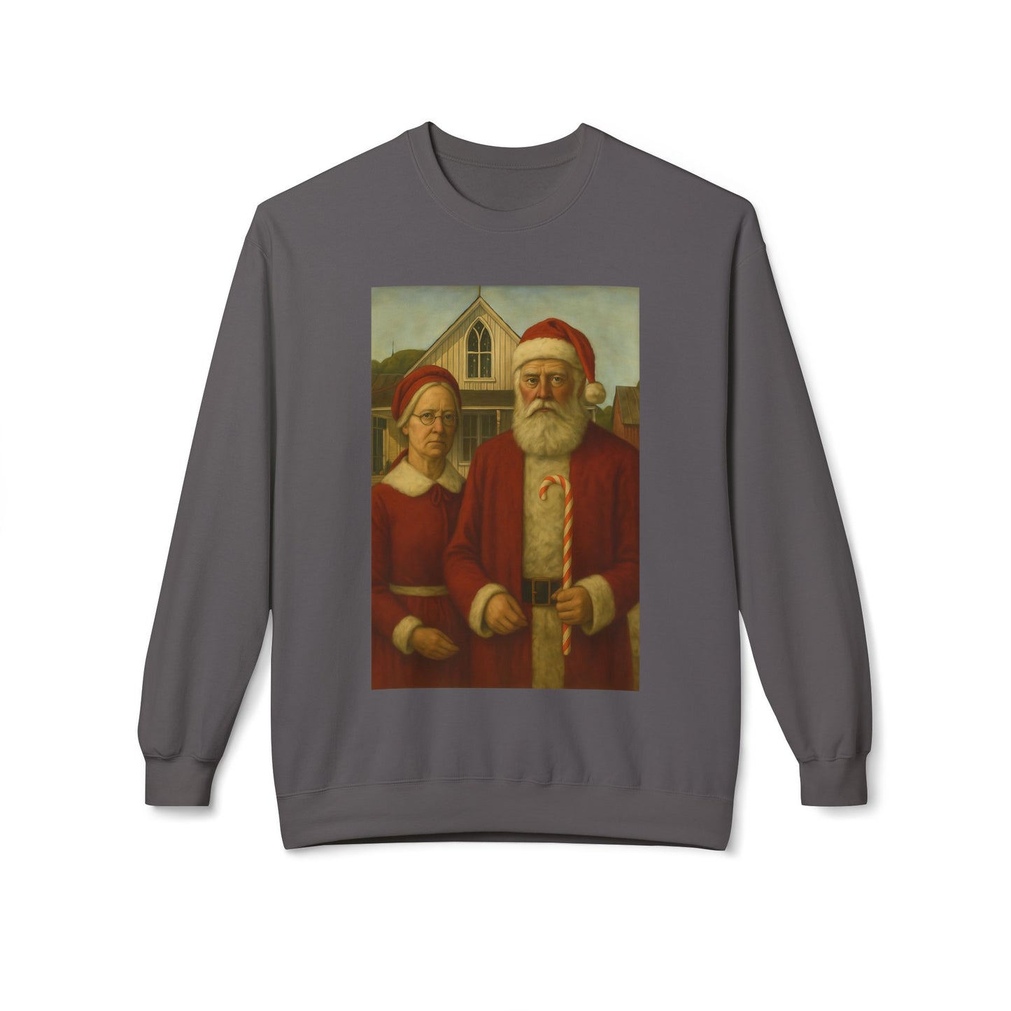 Santa and Mrs. Claus Portrait Sweatshirt | Vintage Holiday Illustration