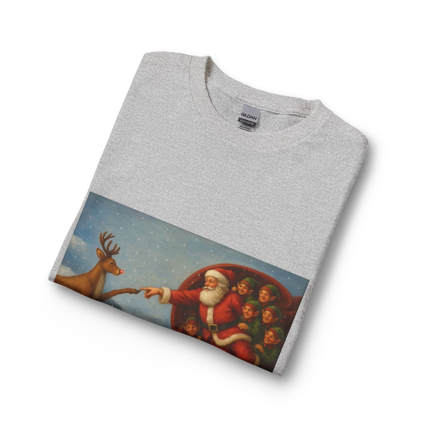 Santa Reaching for Reindeer Long Sleeve Shirt | Christmas Holiday Illustration