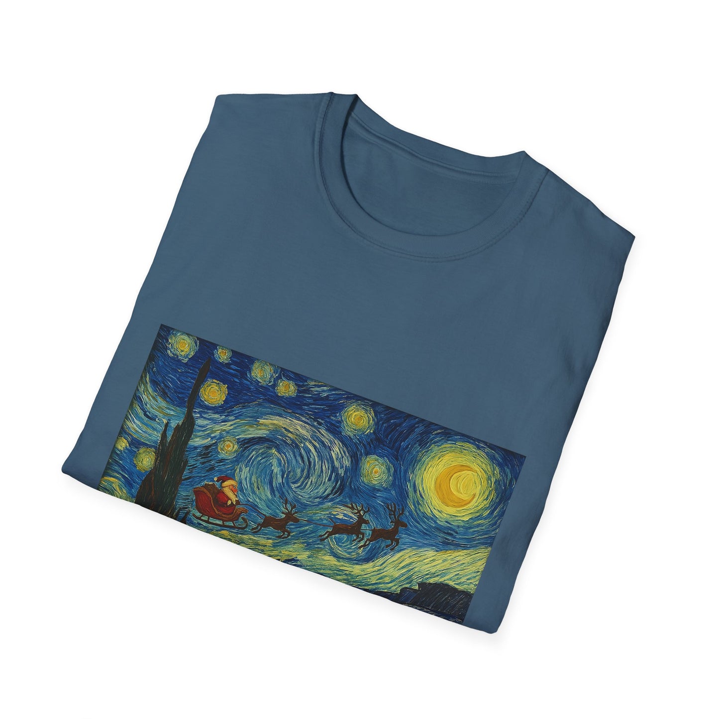 Starry Night Parody with Red Car T-Shirt | Van Gogh Style Night Sky Print
