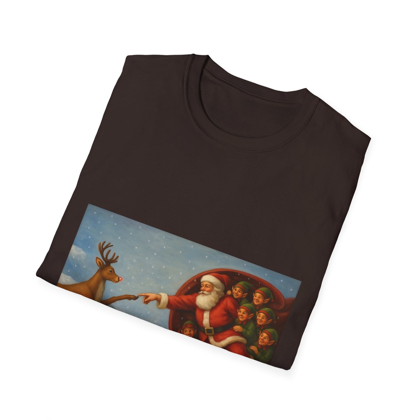 Santa and Reindeer T-Shirt | Christmas Holiday Illustration