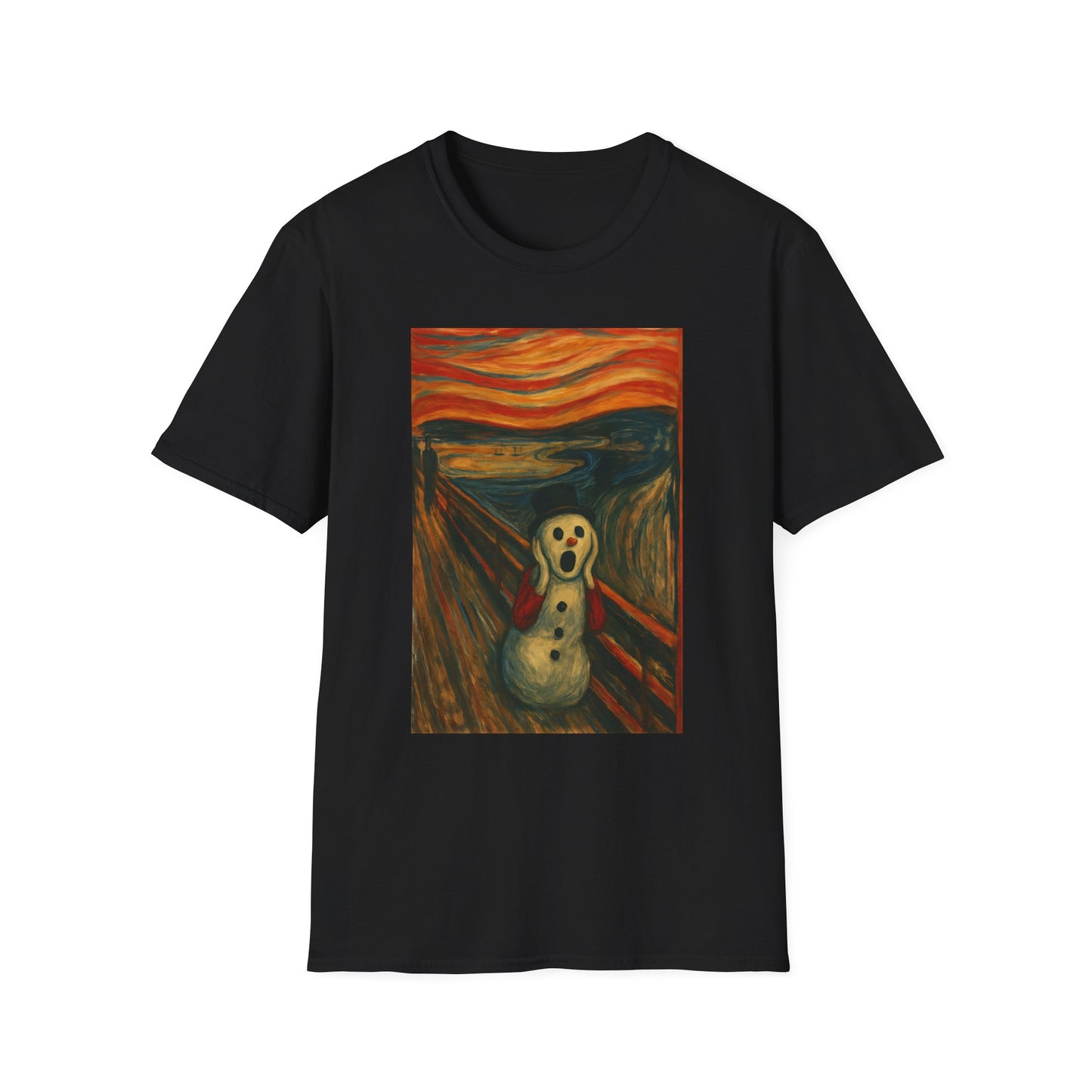 Screaming Figure Snowman T-Shirt | Surreal Expressionist Art Print