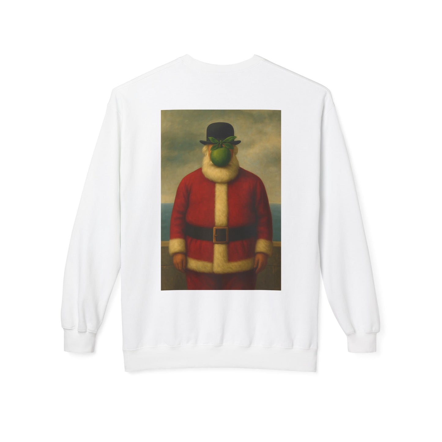 Surreal Pear Man Santa Sweatshirt | Holiday Art Hoodie-Style Crew
