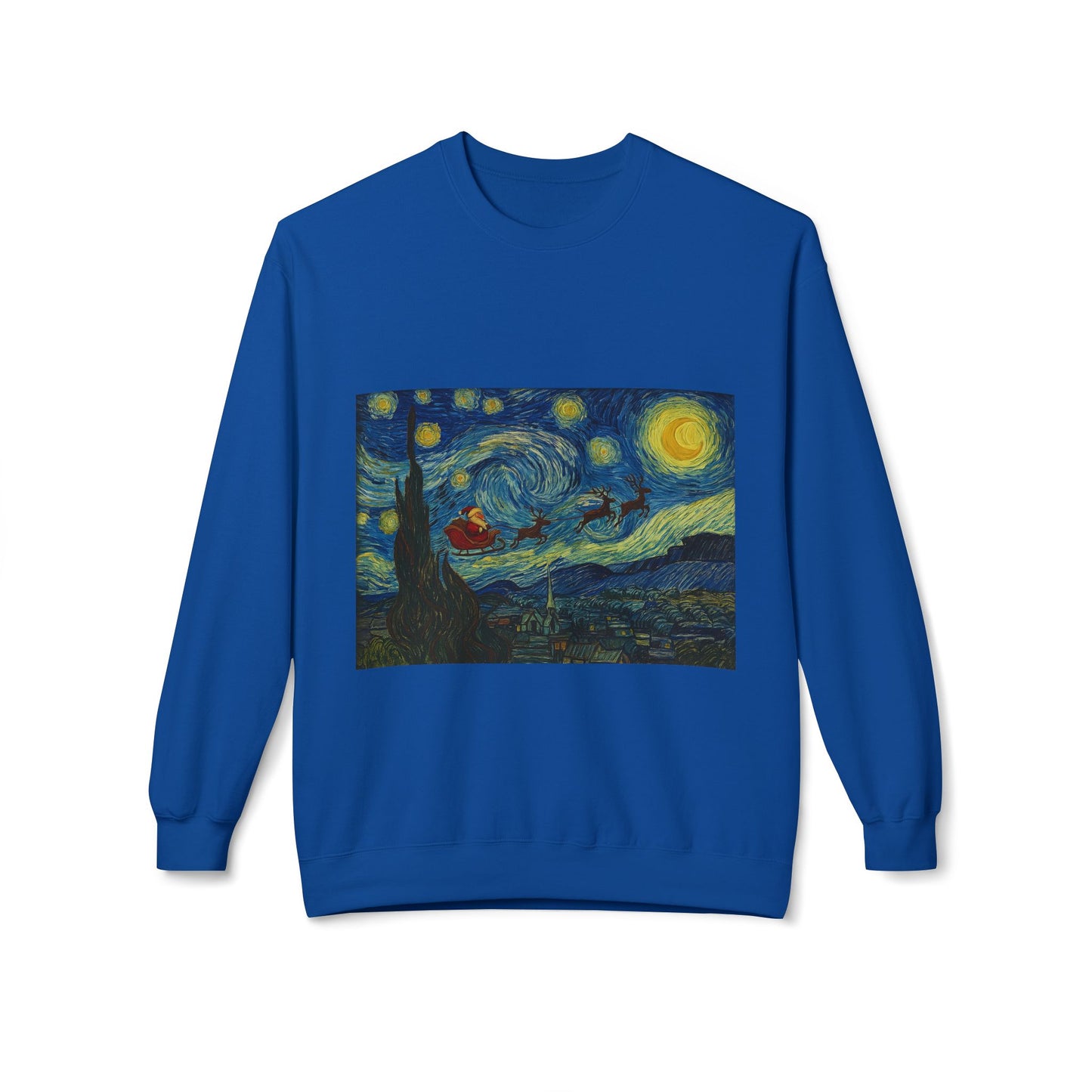 Starry Night Parody Crewneck Sweatshirt | Van Gogh Style Night Sky Print
