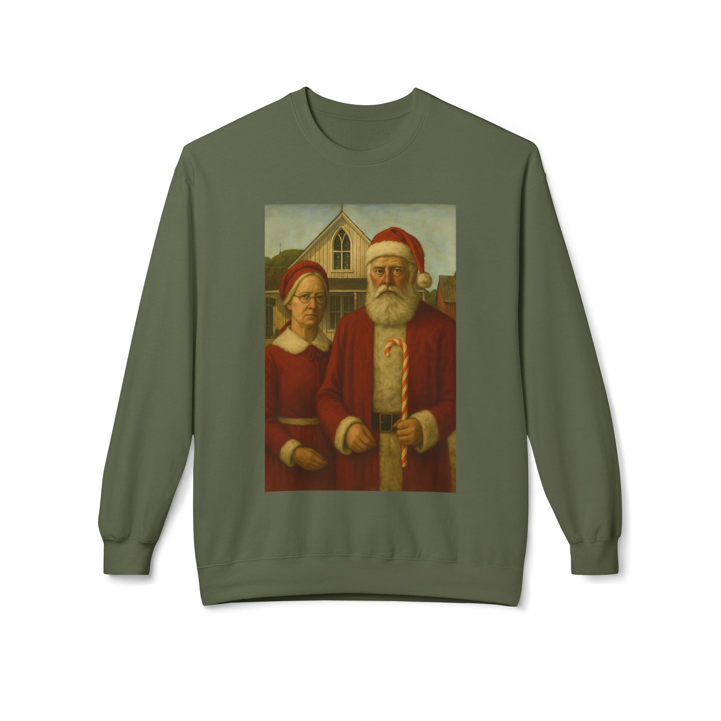 Santa and Mrs. Claus Portrait Sweatshirt | Vintage Holiday Illustration