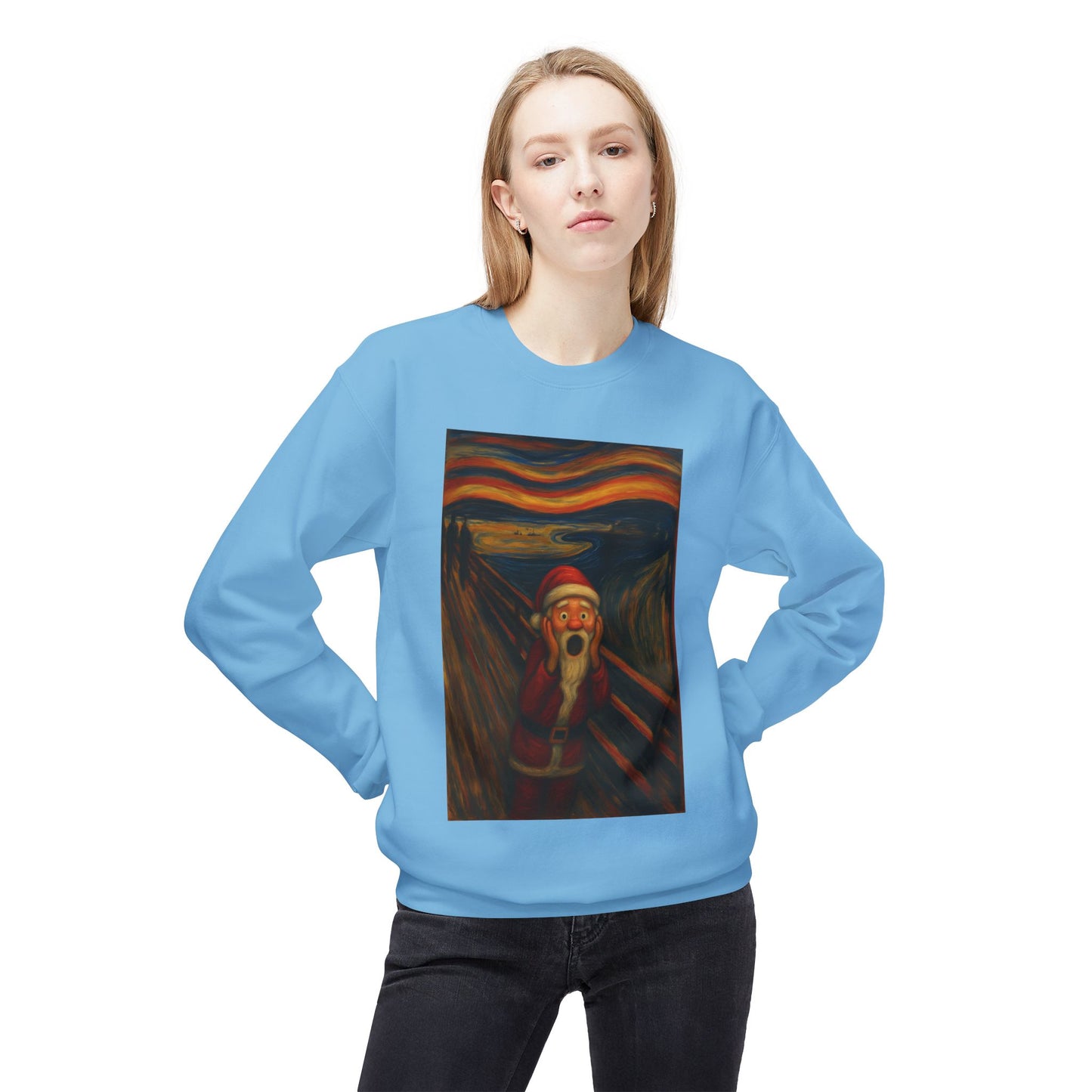 Santa Scream painting Crewneck Sweatshirt | Christmas holiday art