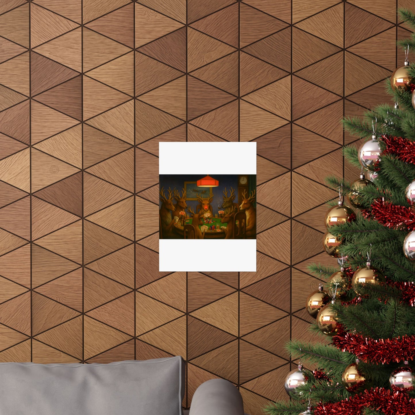 Rudolph Poker Night Poster | Matte Vertical Poster, Reindeer Card Game Art