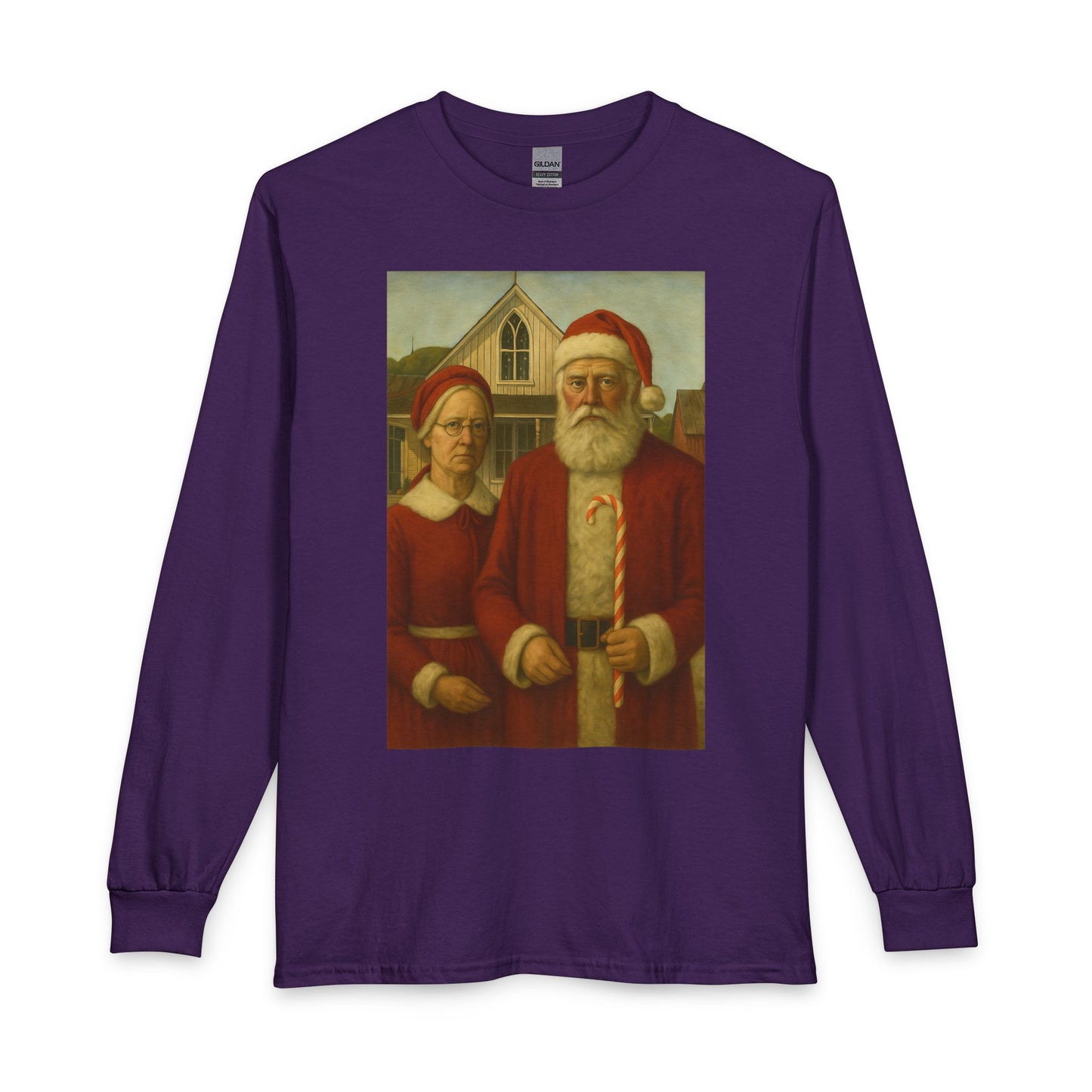 Vintage Santa and Mrs Claus Painting Long Sleeve Tee | Christmas Holiday Shirt