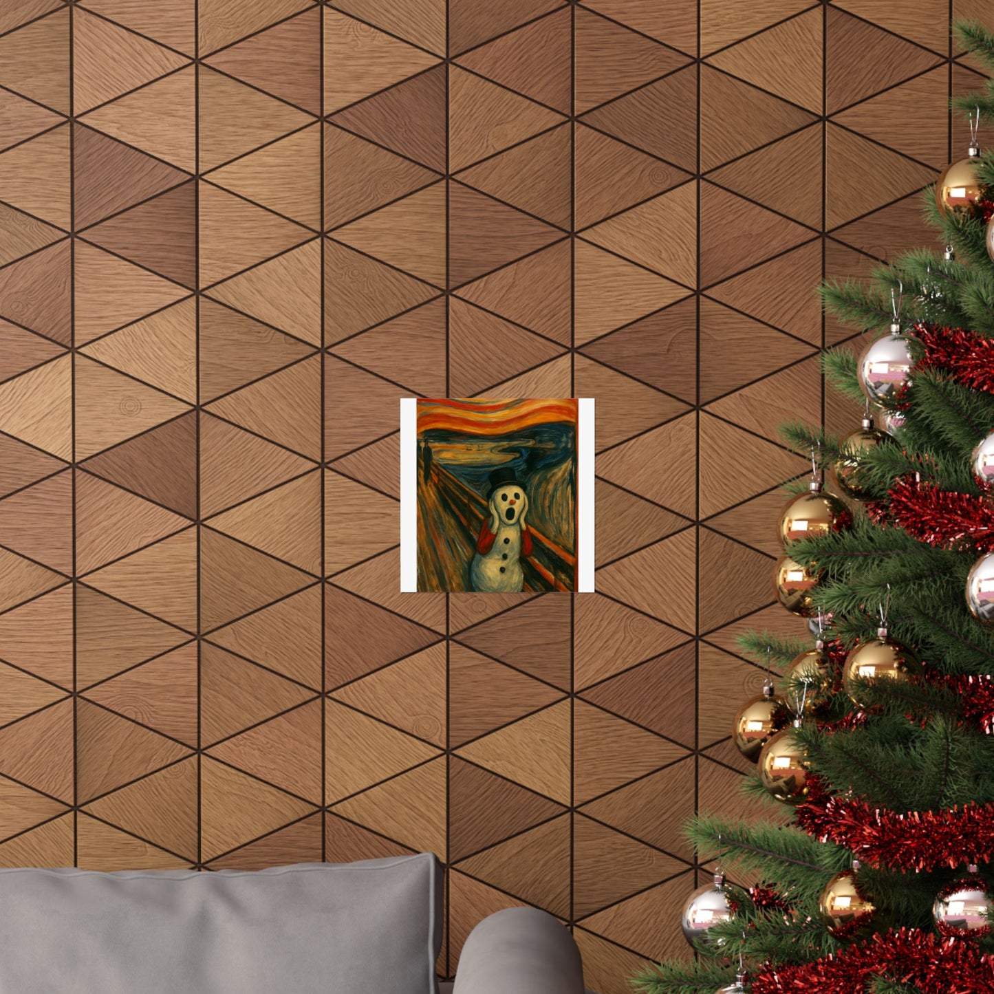 Screaming Snowman poster Matte Vertical Poster | Surreal Winter Art, Expressionist Print