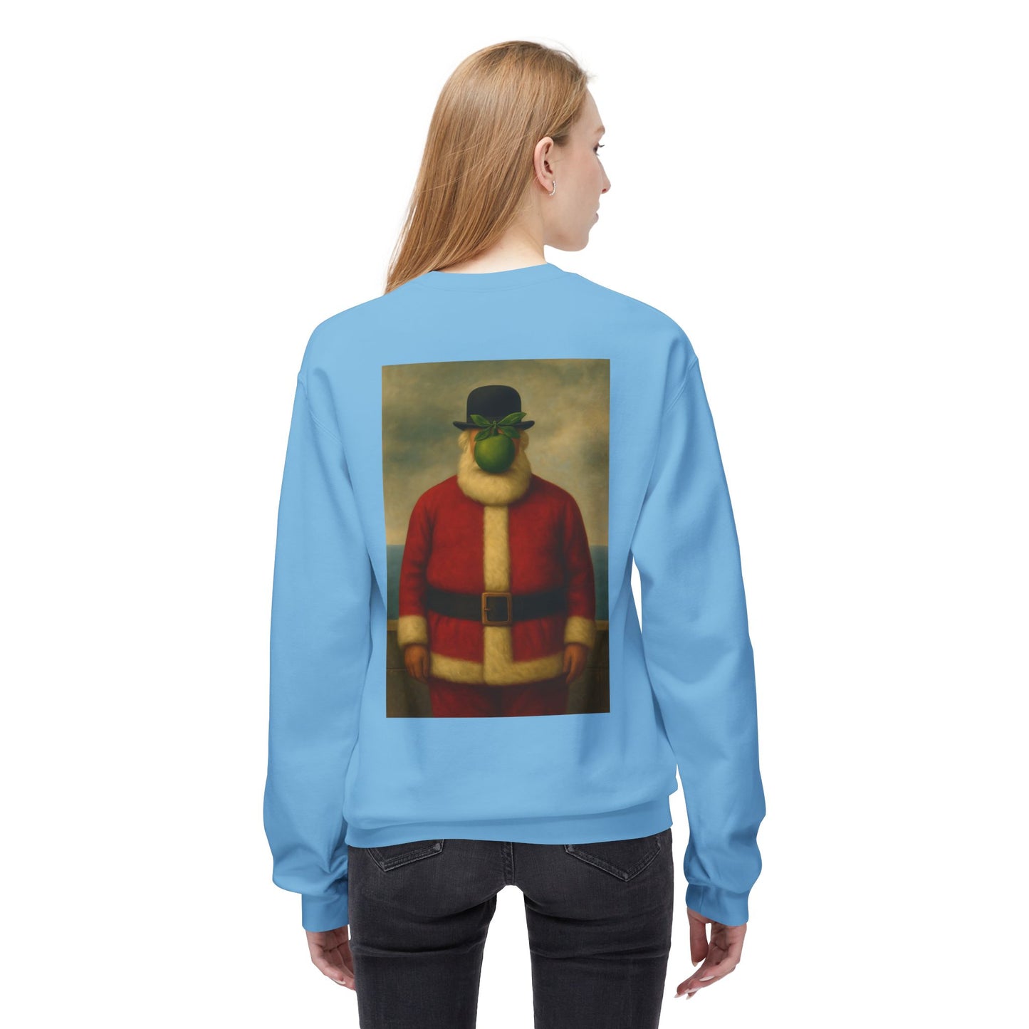 Surreal Pear Man Santa Sweatshirt | Holiday Art Hoodie-Style Crew