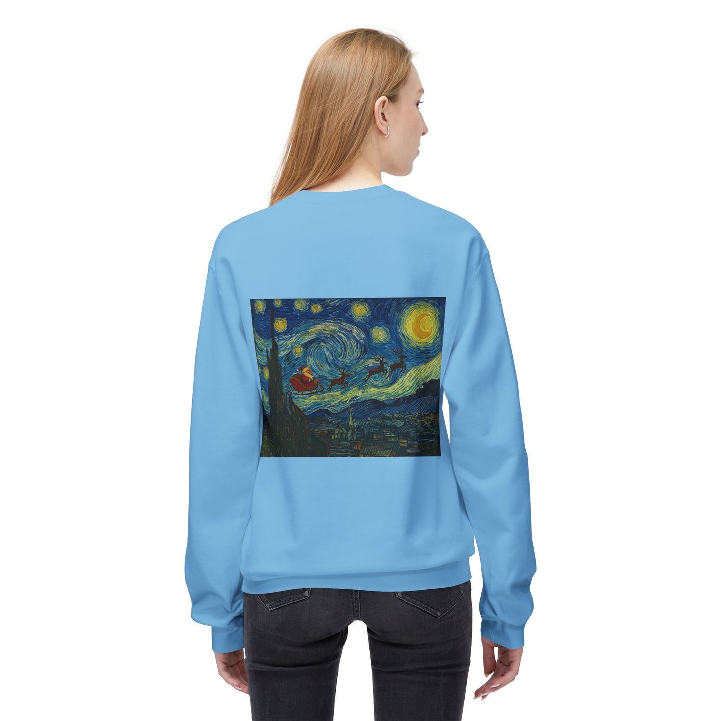 Starry Night Parody Crewneck Sweatshirt | Van Gogh Style Night Sky Print