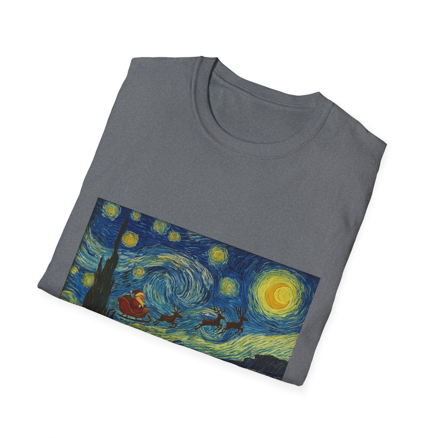 Starry Night Parody with Red Car T-Shirt | Van Gogh Style Night Sky Print