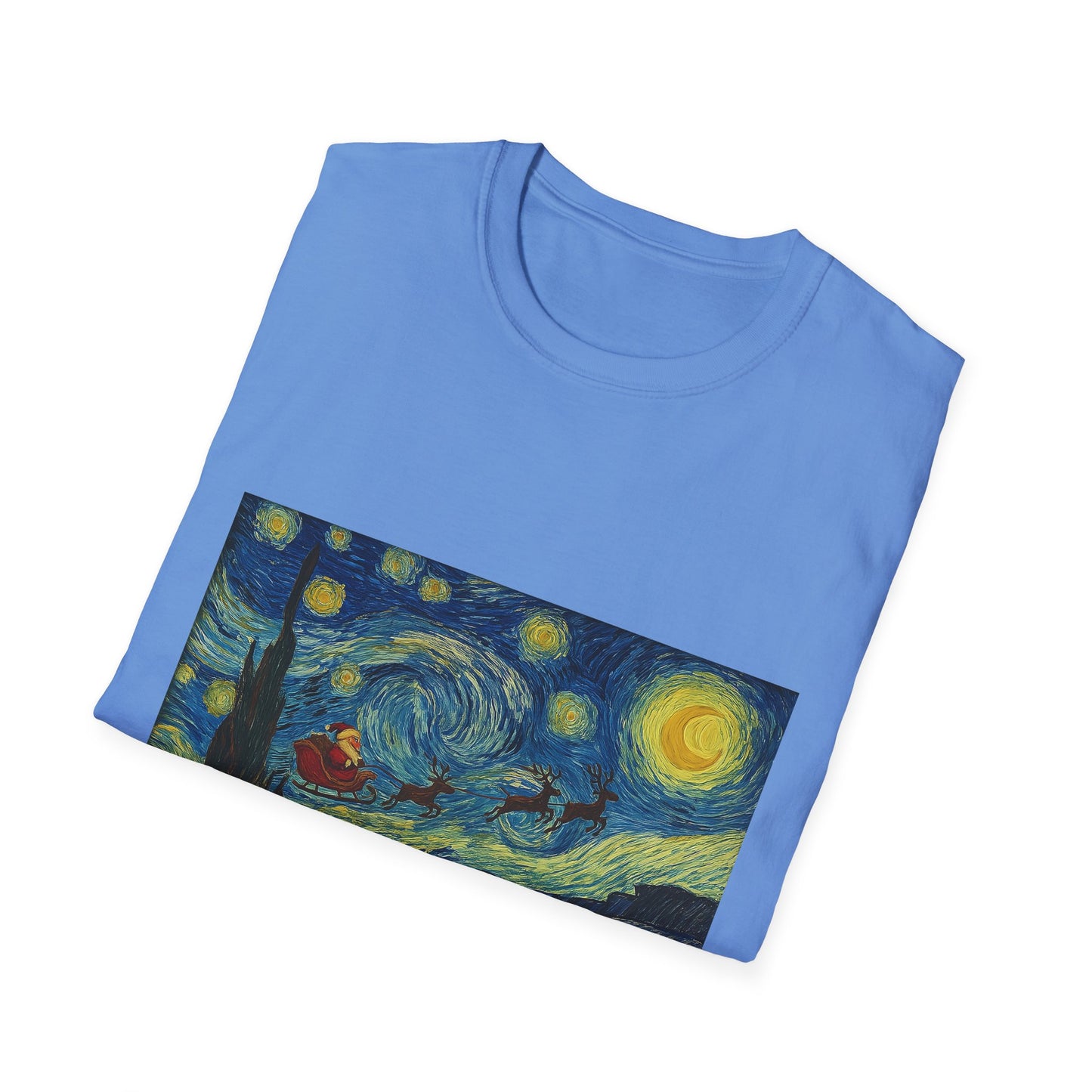 Starry Night Parody with Red Car T-Shirt | Van Gogh Style Night Sky Print
