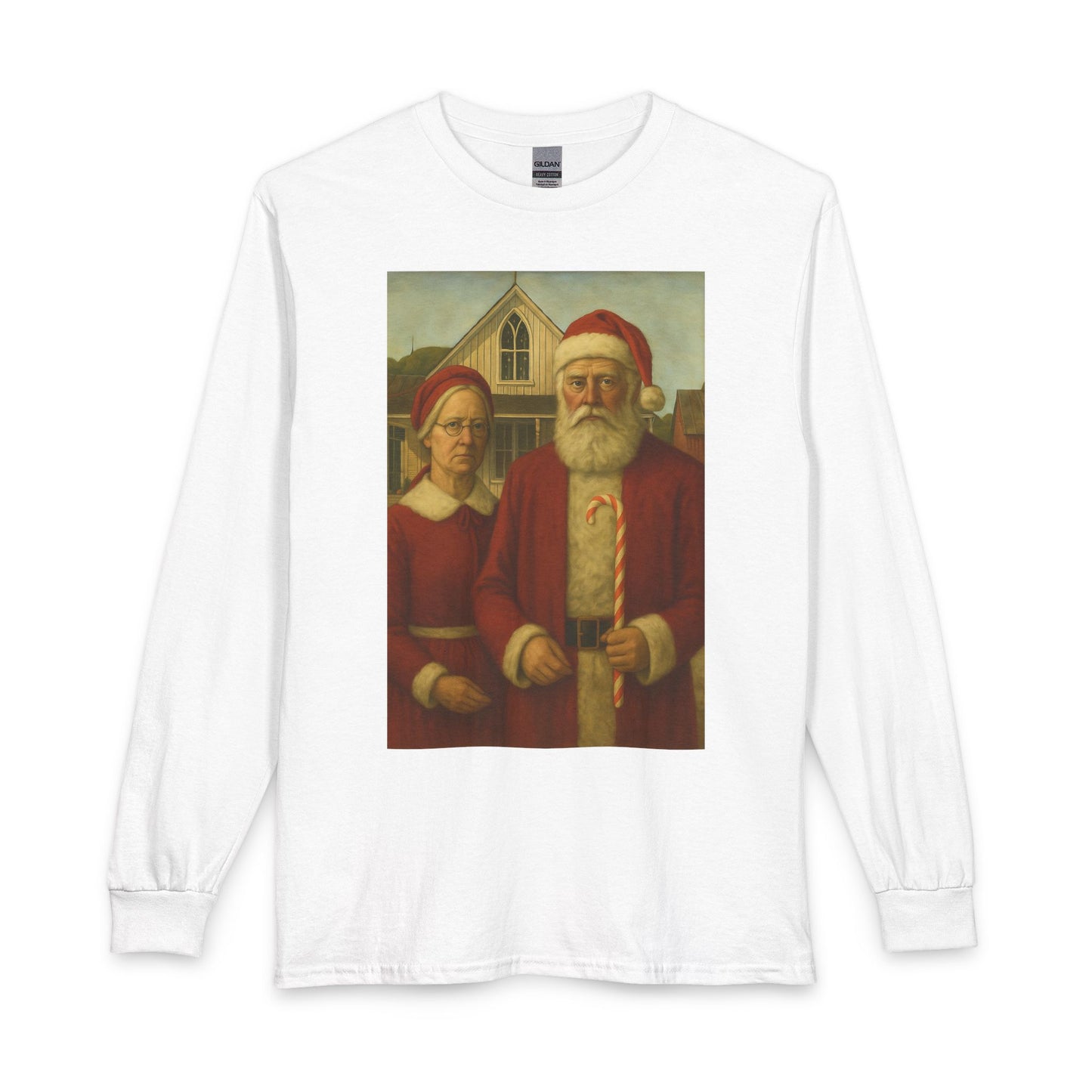 Vintage Santa and Mrs Claus Painting Long Sleeve Tee | Christmas Holiday Shirt