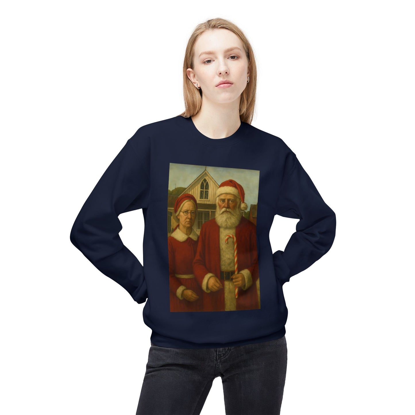 Santa and Mrs. Claus Portrait Sweatshirt | Vintage Holiday Illustration