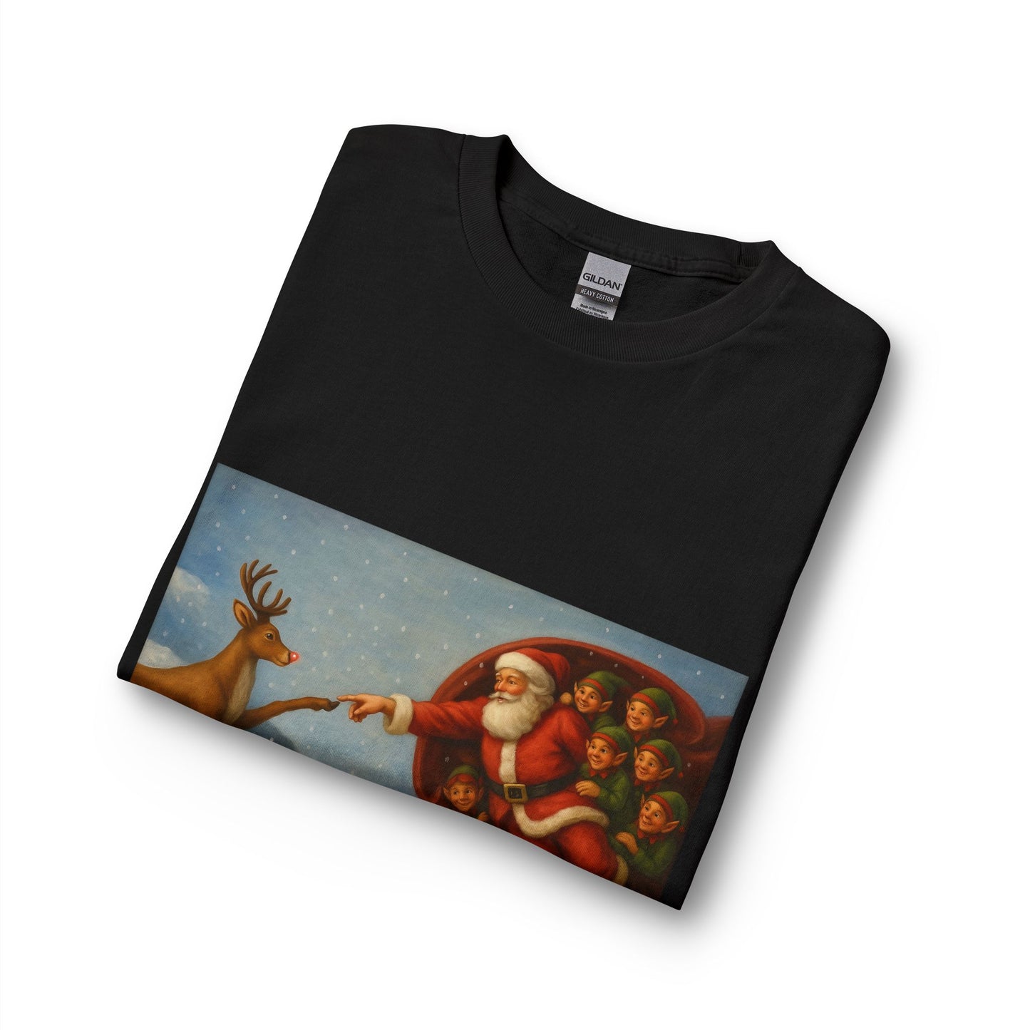 Santa Reaching for Reindeer Long Sleeve Shirt | Christmas Holiday Illustration