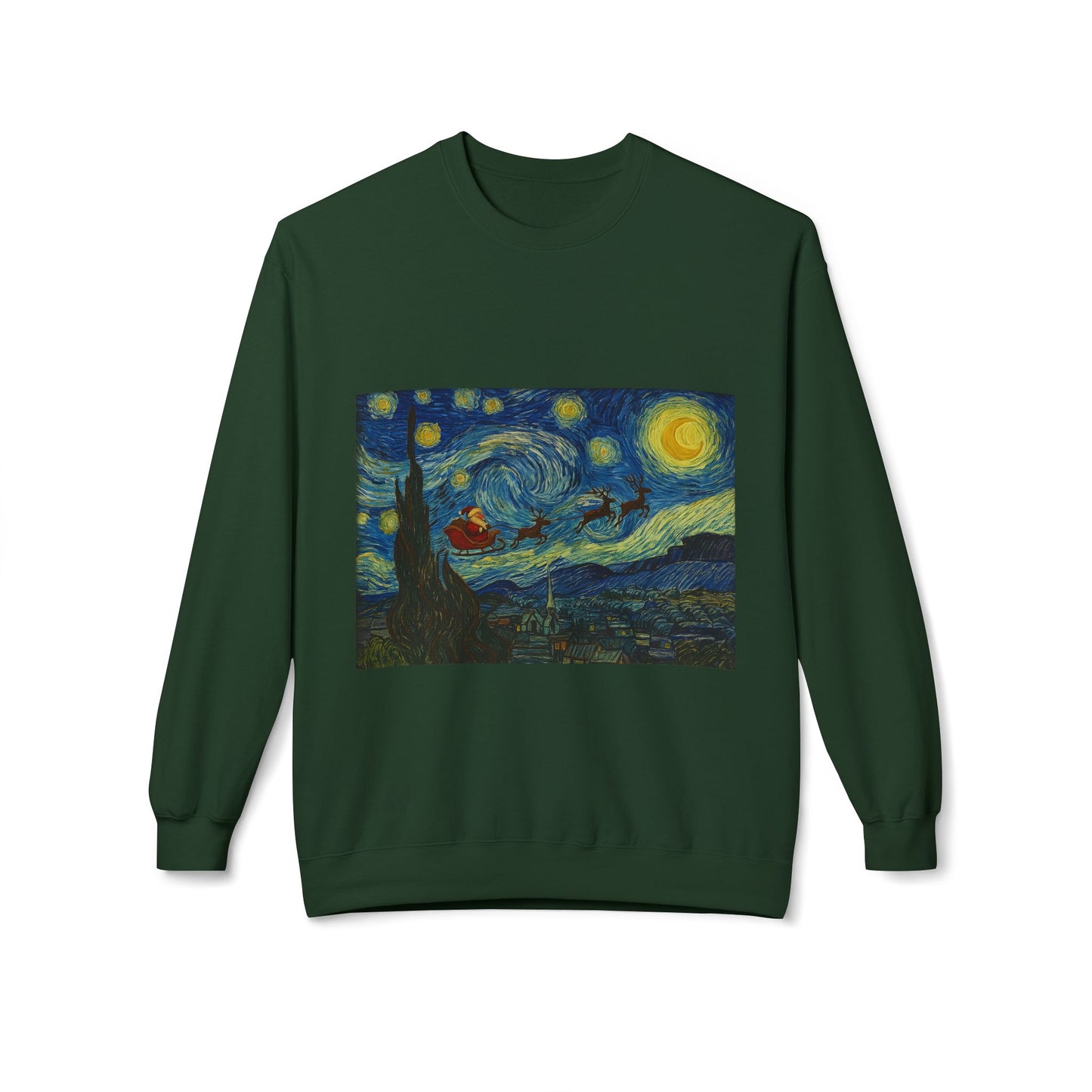Starry Night Parody Crewneck Sweatshirt | Van Gogh Style Night Sky Print
