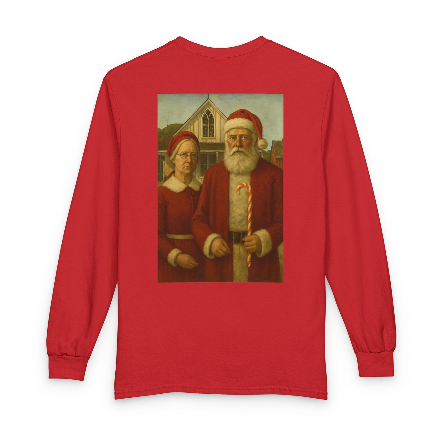 Vintage Santa and Mrs Claus Painting Long Sleeve Tee | Christmas Holiday Shirt