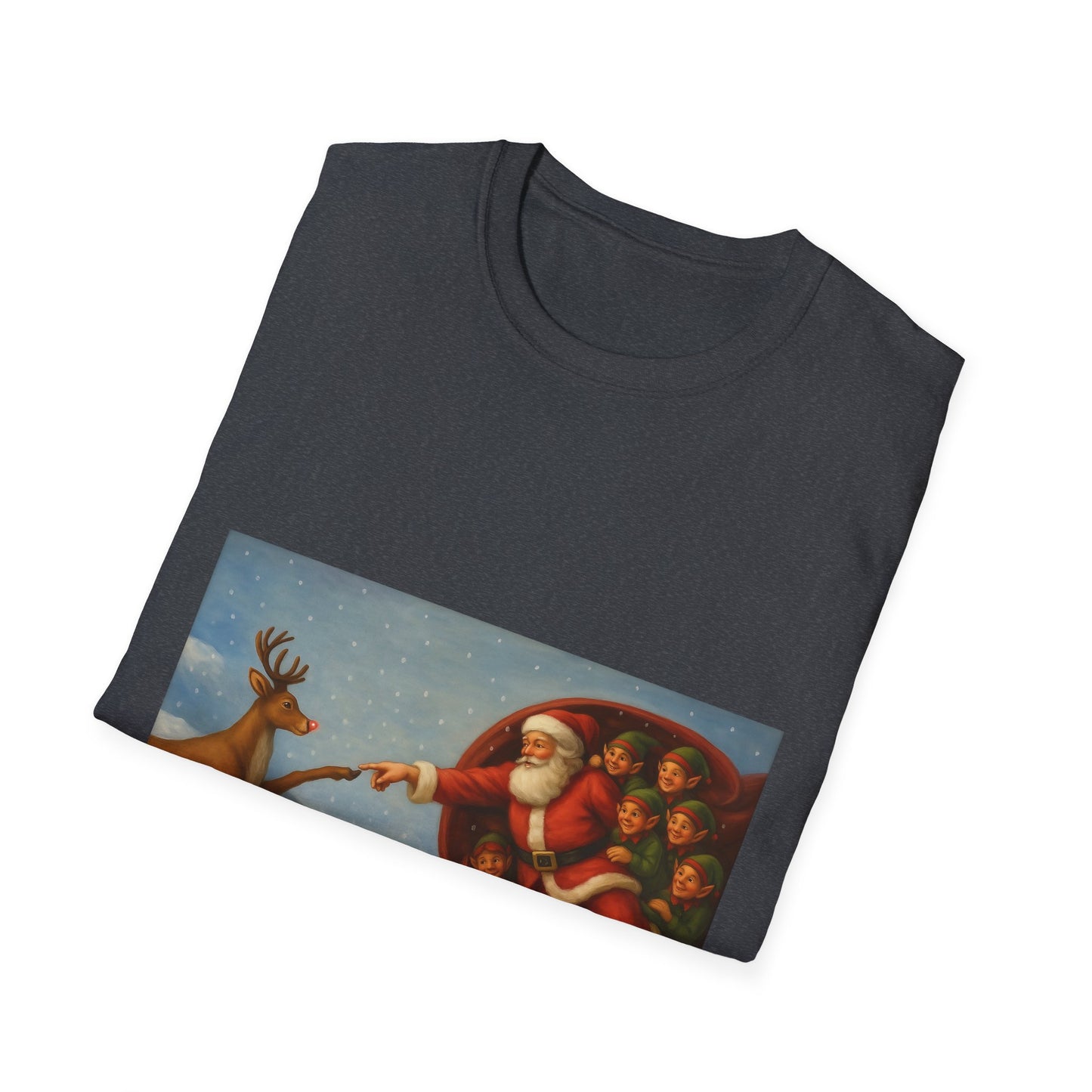 Santa and Reindeer T-Shirt | Christmas Holiday Illustration