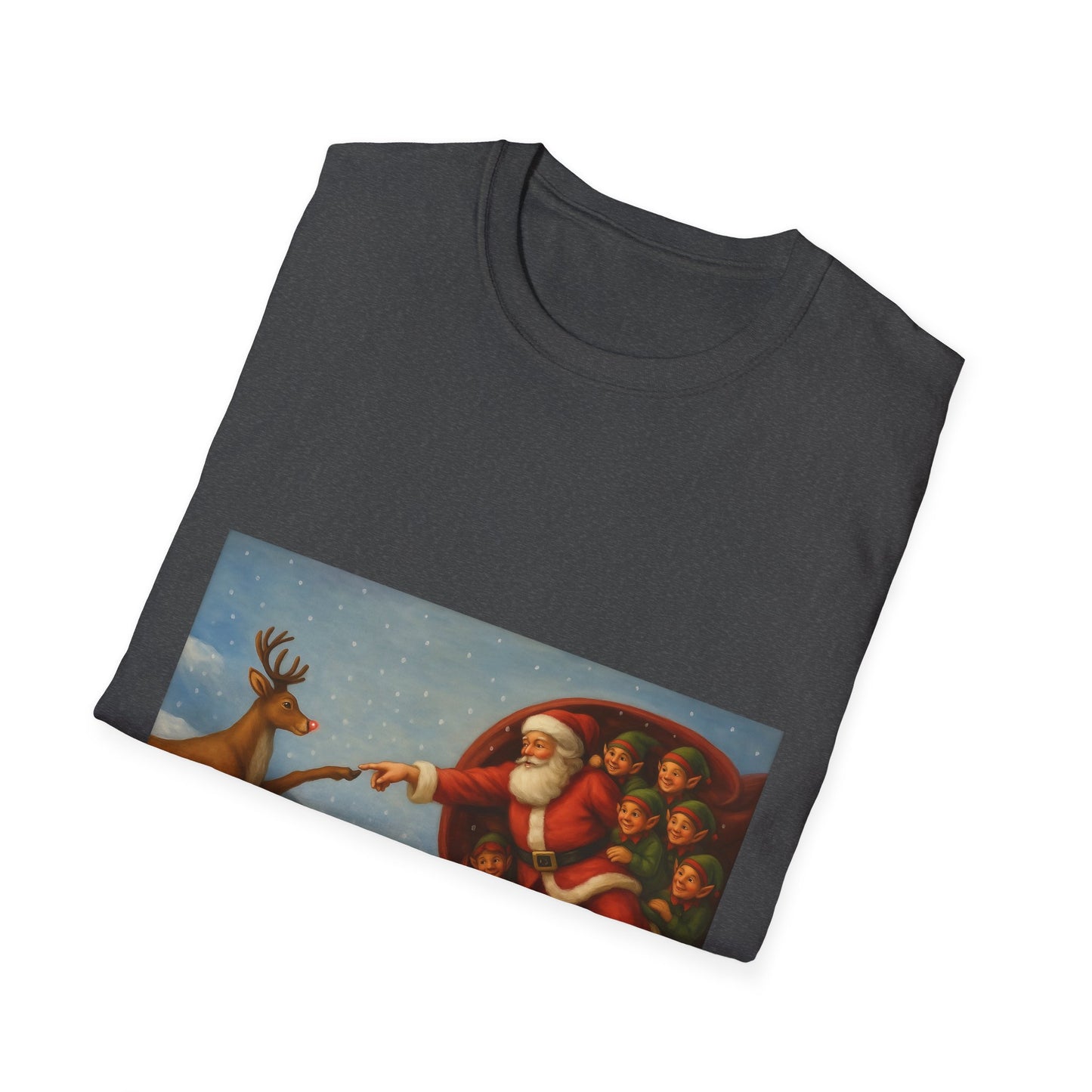 Santa and Reindeer T-Shirt | Christmas Holiday Illustration