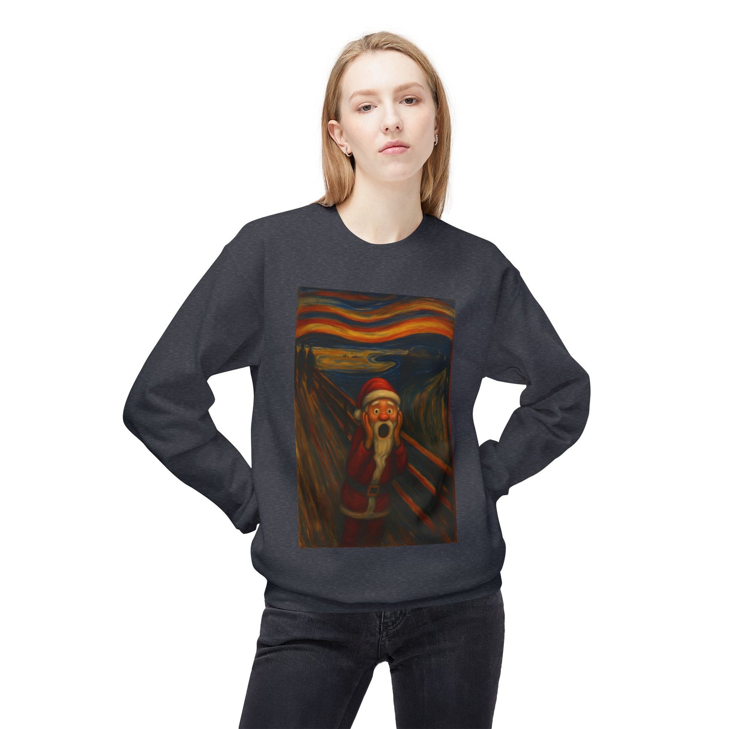 Santa Scream painting Crewneck Sweatshirt | Christmas holiday art