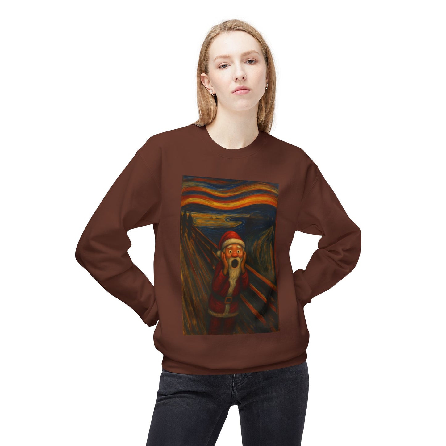 Santa Scream painting Crewneck Sweatshirt | Christmas holiday art
