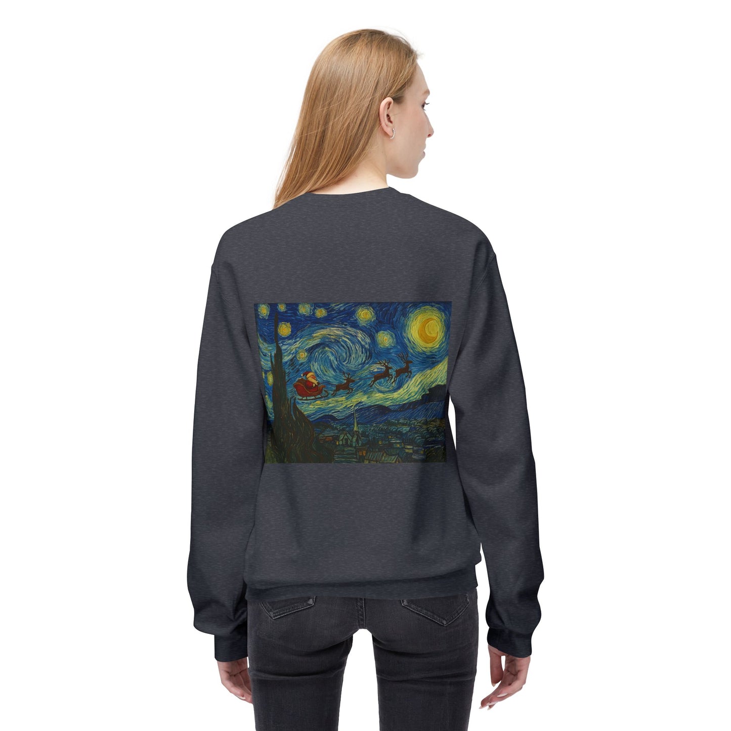 Starry Night Parody Crewneck Sweatshirt | Van Gogh Style Night Sky Print